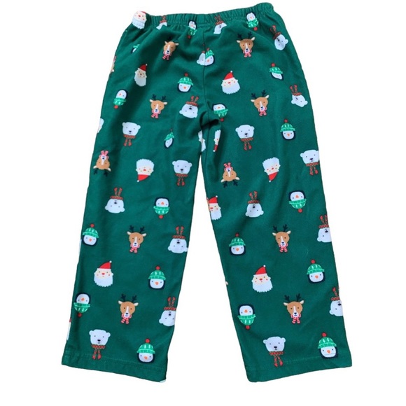 CARTERS Christmas/Festive Santa Fleece 2 Piece Button Down Pyjamas Green Boys 4T - Picture 9 of 13